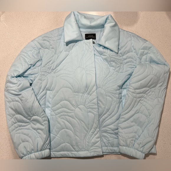 New without tags Urban Outfitters UO Sasha Quilted Bomber Jacket Coat Light blue - Picture 3 of 5